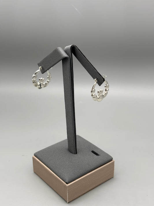 Sterling silver Claddagh hoops small