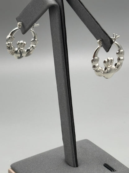 Sterling silver Claddagh hoops small
