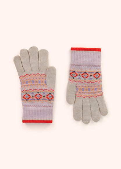 Fair Isle Gloves in Cream Mix