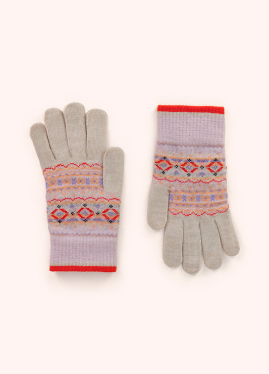 Fair Isle Gloves in Cream Mix