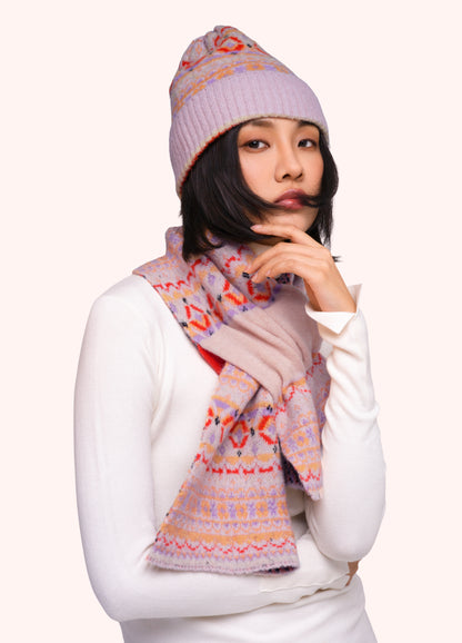 Fair Isle Scarf in Cream Mix