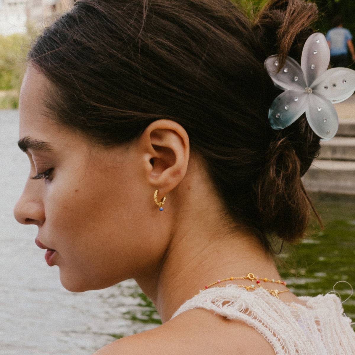 Belle Hoops in Cornflower blue
