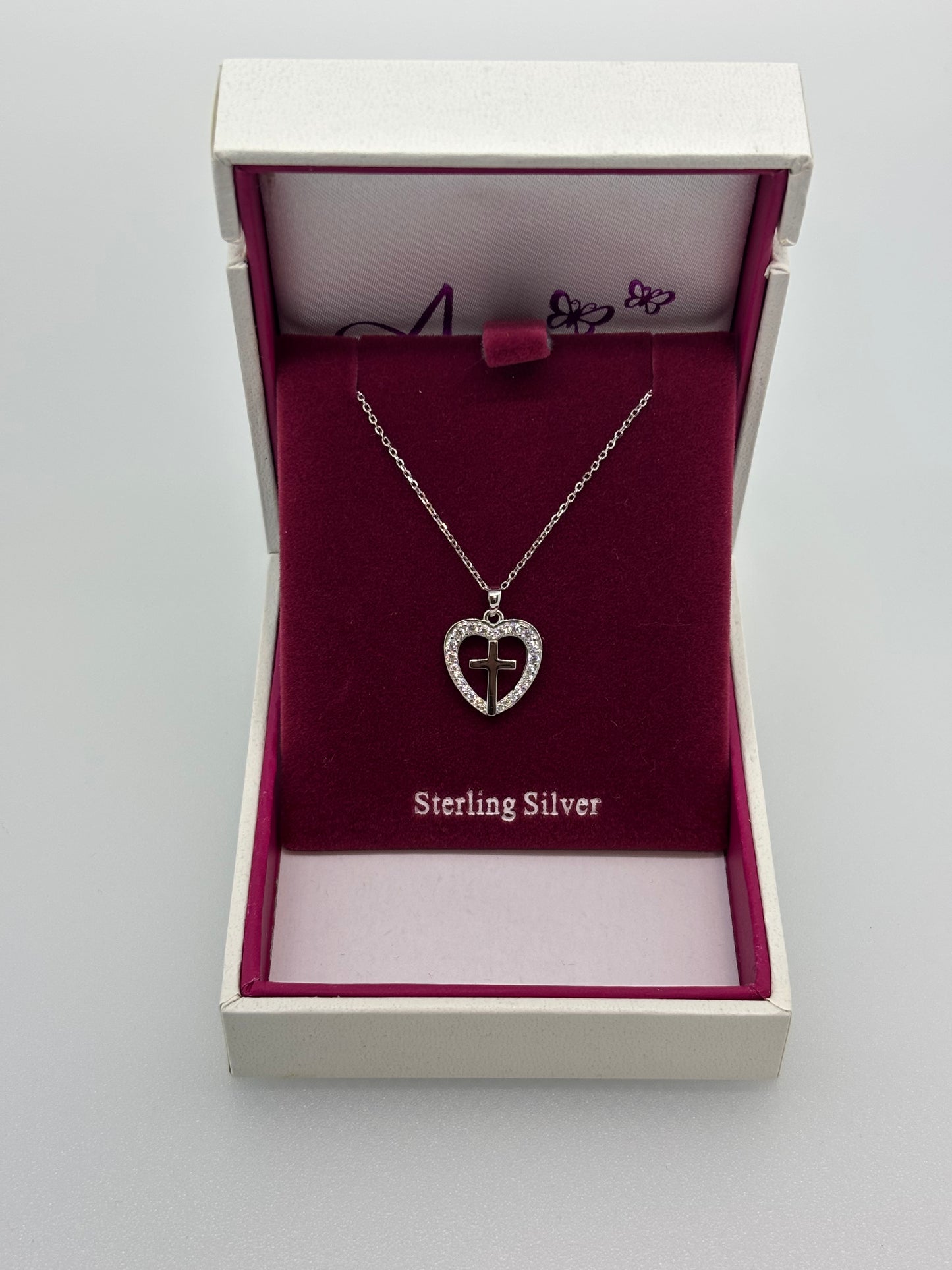 Children's  Silver heart with cross pendant