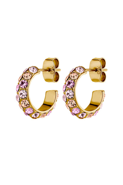 Dyrberg Kern Heidi Pink Crystal Hoop Earring