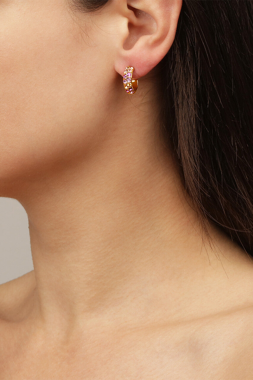 Dyrberg Kern Heidi Pink Crystal Hoop Earring