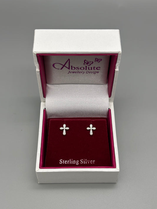Children's Silver cross earring (8mm)