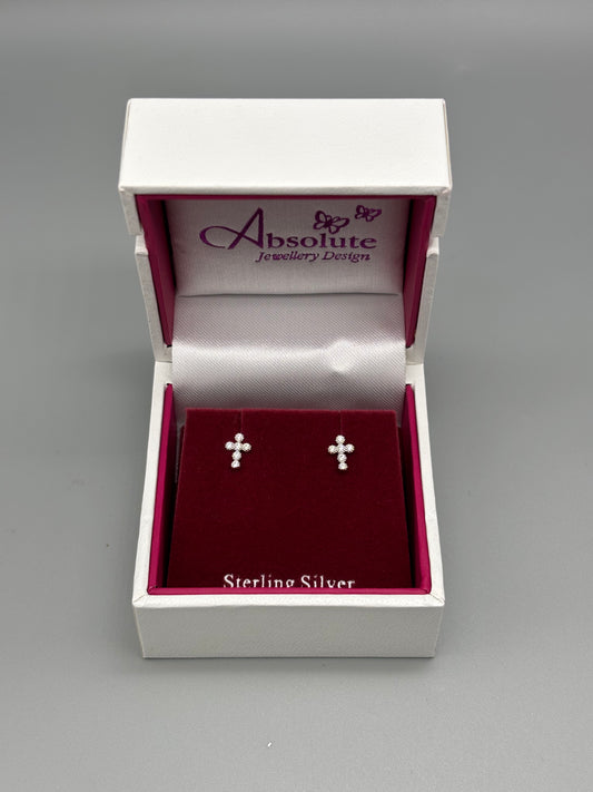 Children's Silver cross earring (7mm)