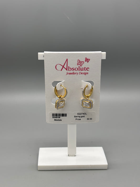 Absolute drop hoop earring gold plated