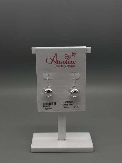 Absolute drop silver earring with ball