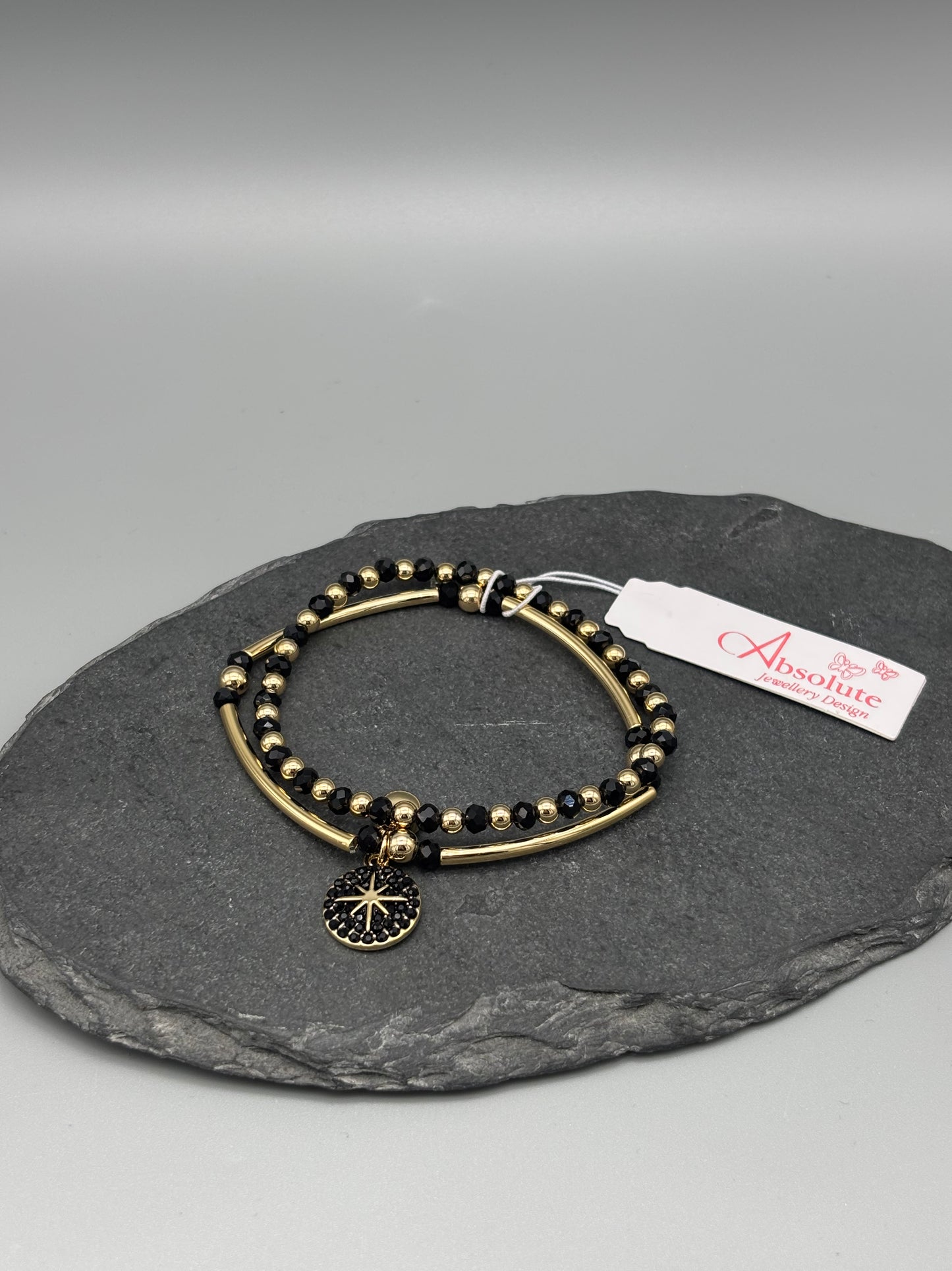 Absolute bracelet gold/jet set of 2