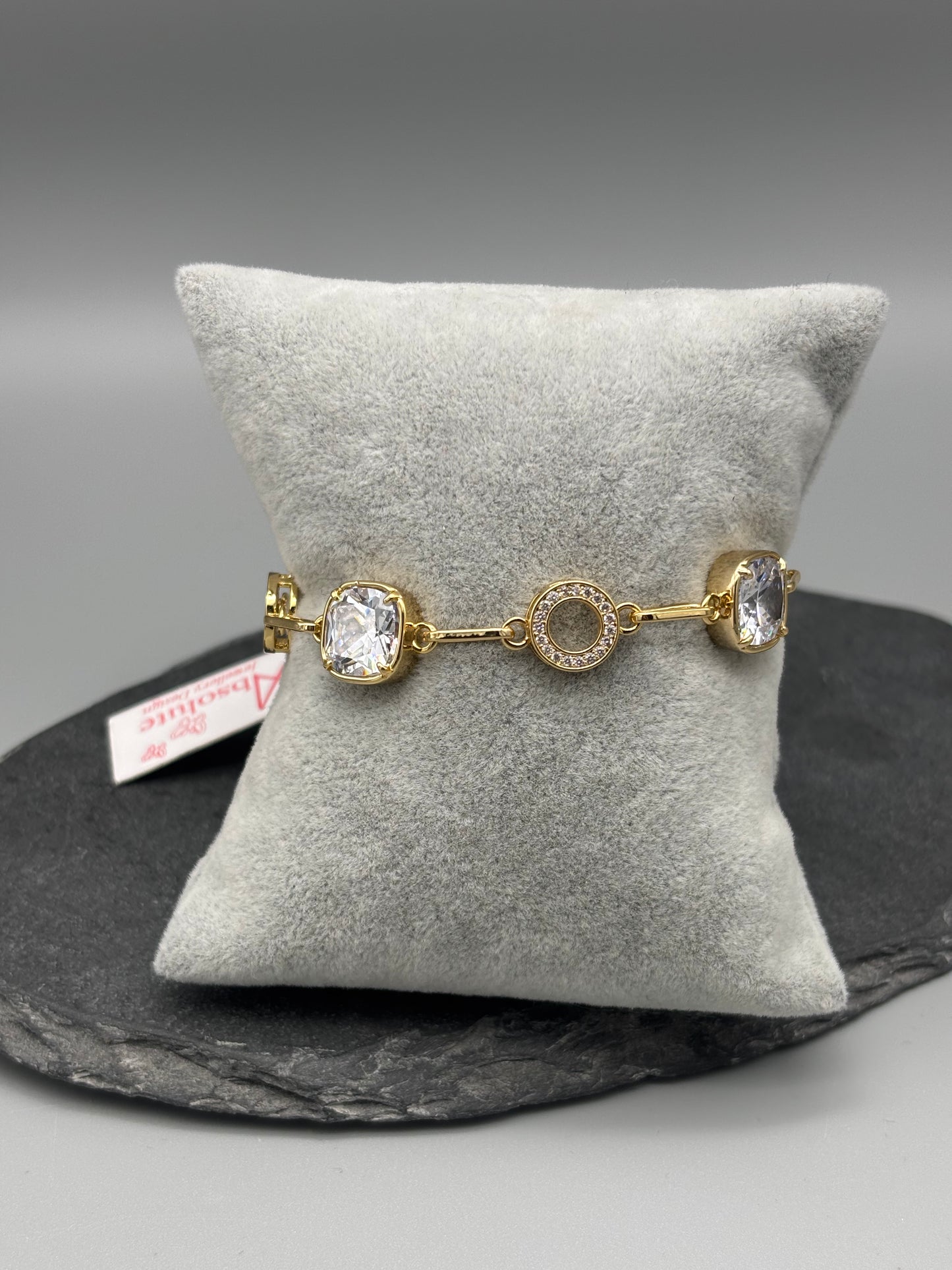 Absolute gold bracelet with cubic zirconia stones