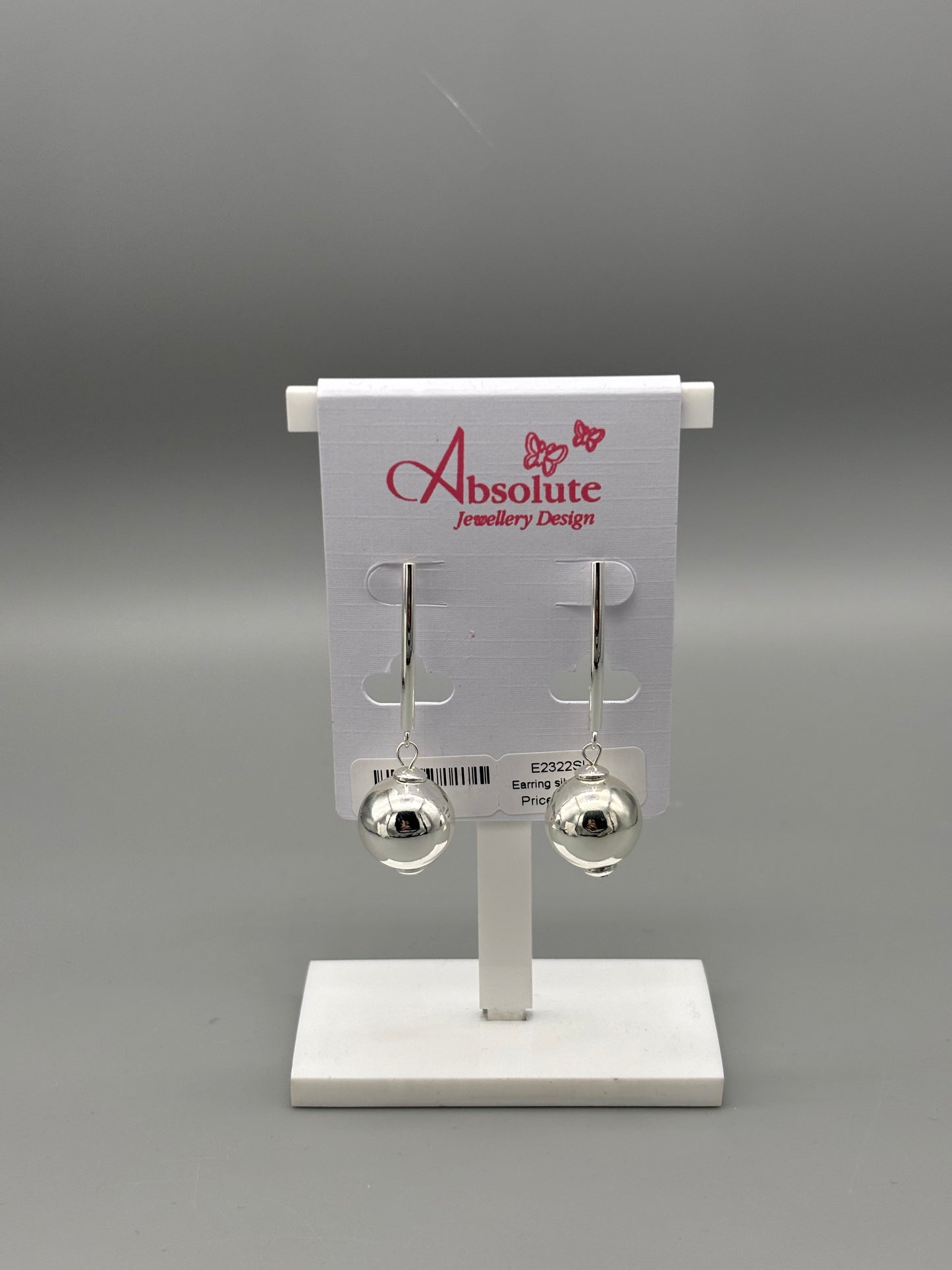Absolute silver drop earring with ball