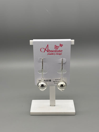Absolute silver drop earring with ball