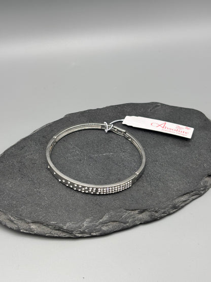 Absolute silver bangle with inset cubic zirconia stones