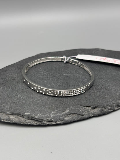 Absolute silver bangle with inset cubic zirconia stones