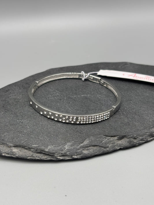 Absolute silver bangle with inset cubic zirconia stones