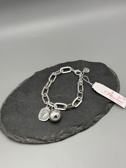 Absolute silver link bracelet with charms