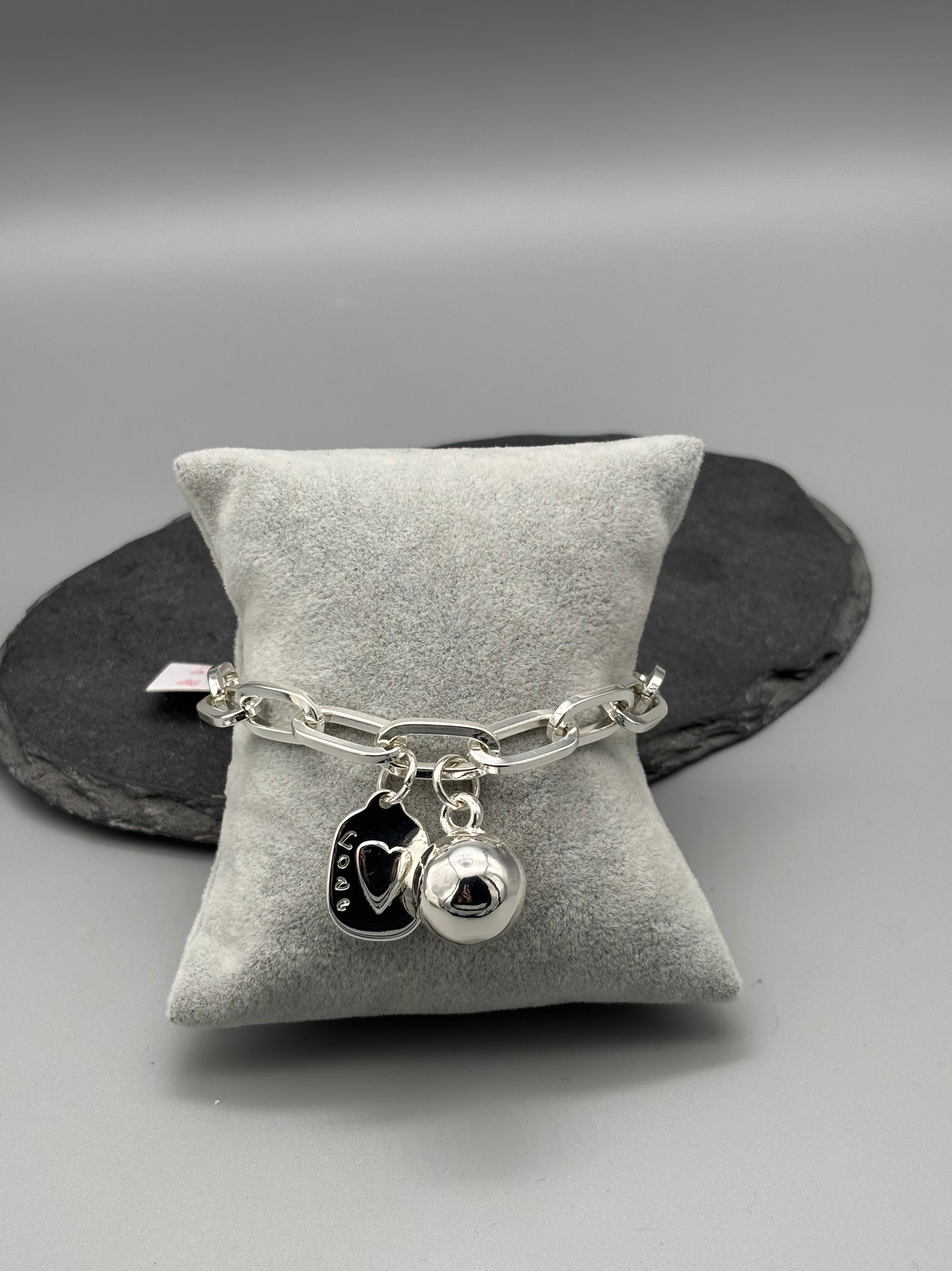 Absolute silver link bracelet with charms