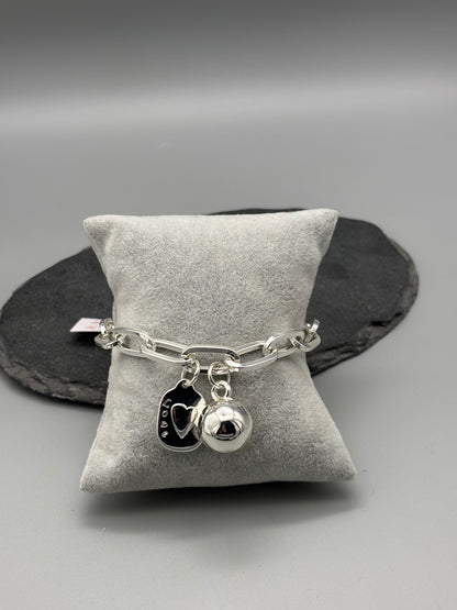 Absolute silver link bracelet with charms