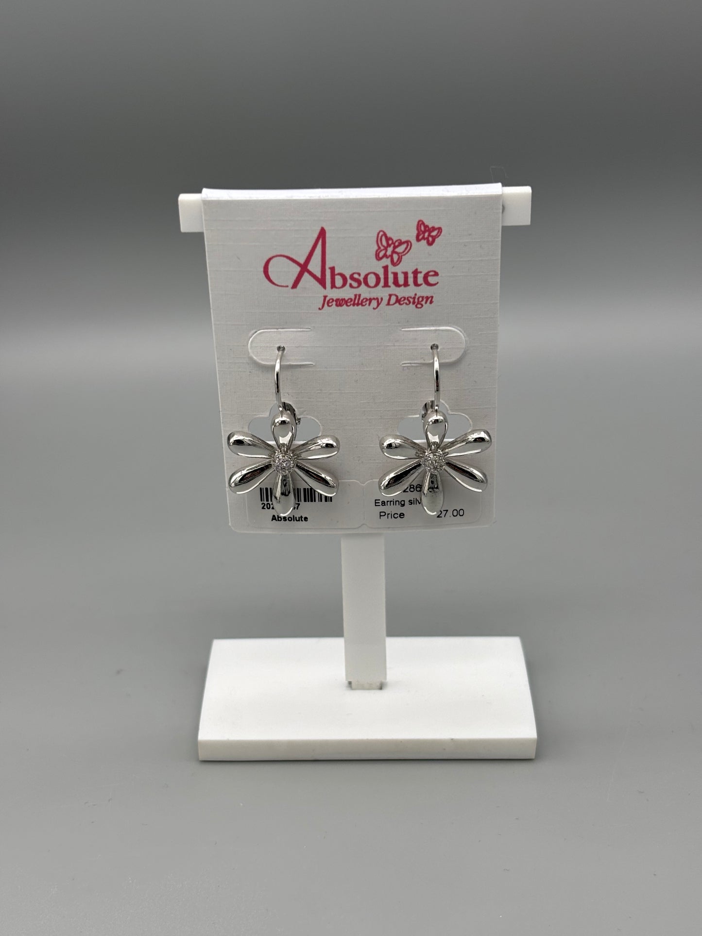 Absolute silver flower drop earrings