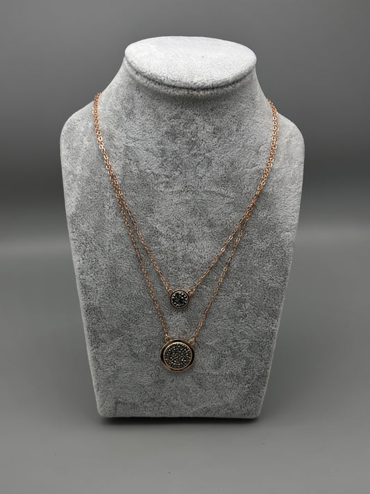 Absolute rosegold necklace 2-goered hematite stones