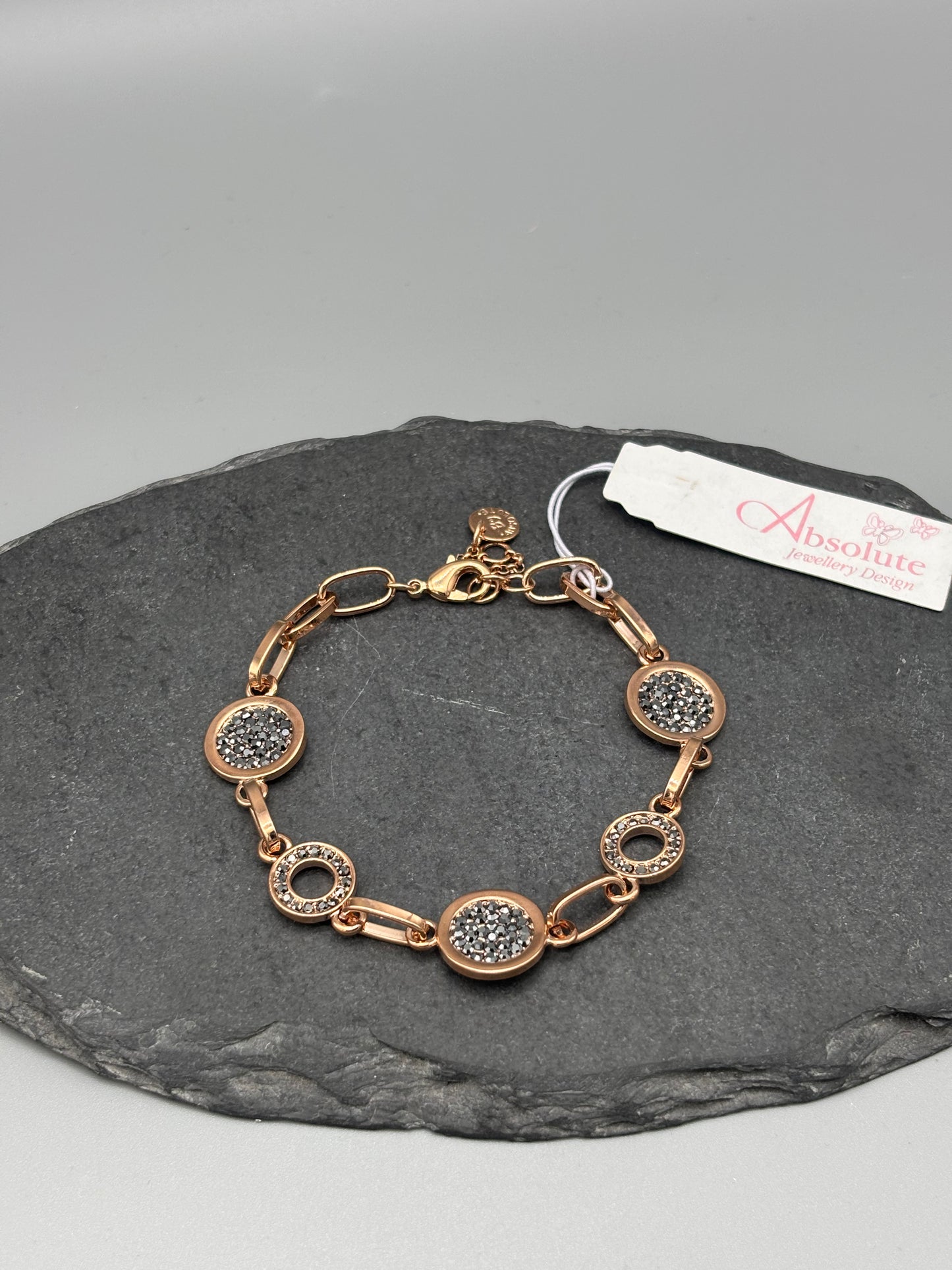 Absolute rosegold link bracelet with hematite stones