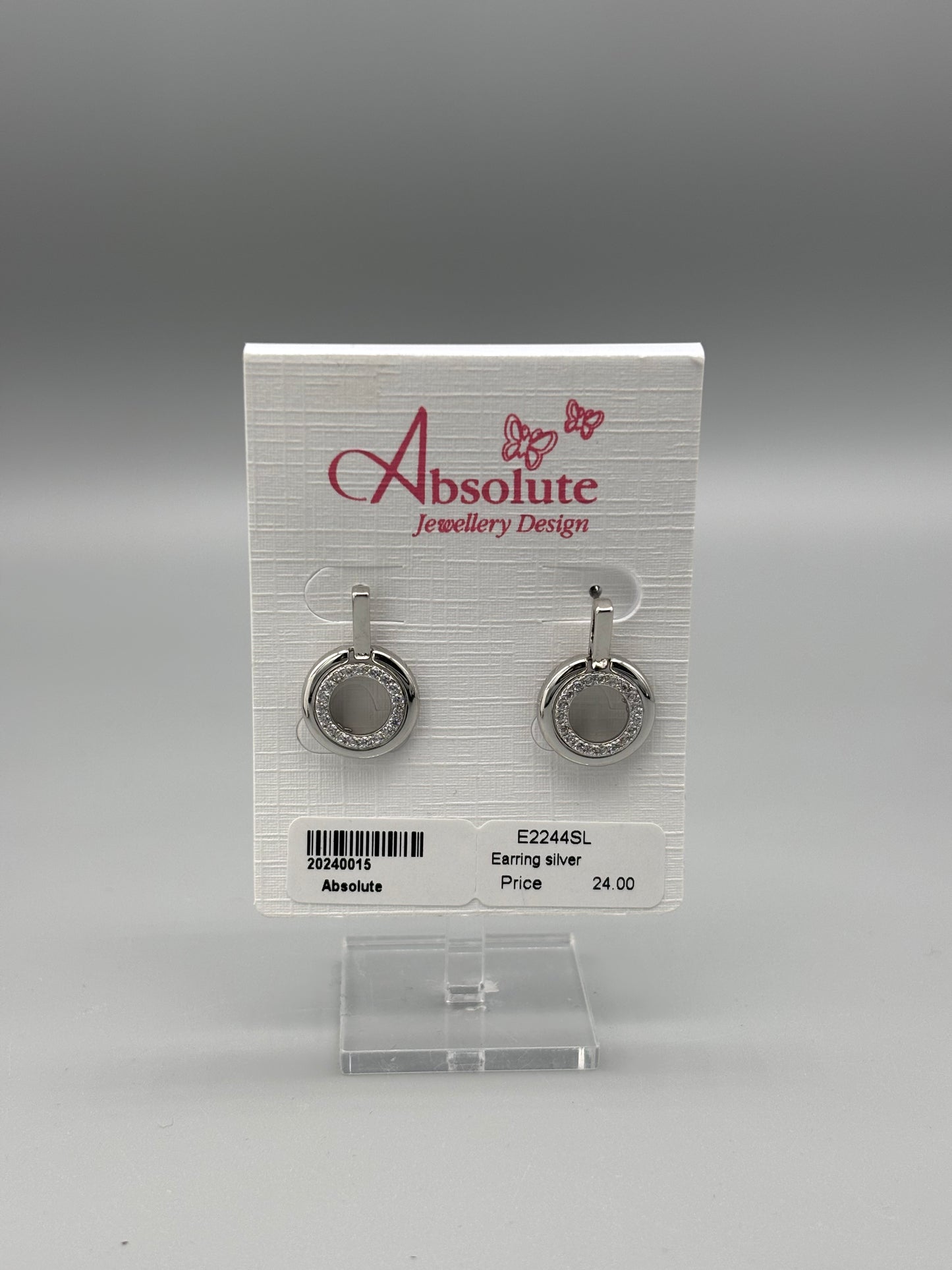 Absolute silver/cz circular drop earring