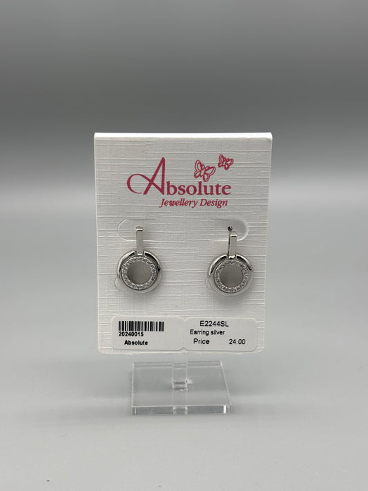 Absolute silver/cz circular drop earring
