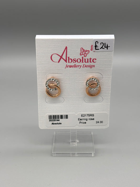 Absolute double circle Rosegold/cz earring