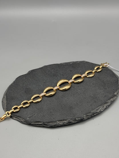 Absolute gold link bracelet / cz