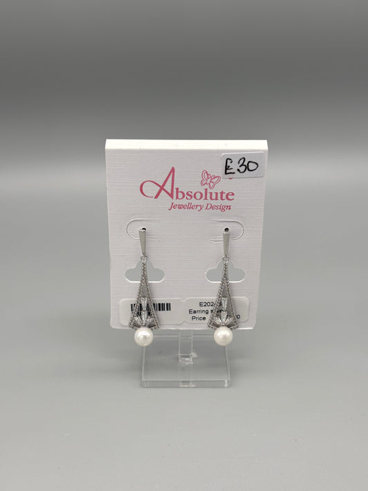Absolute silver/pearl art deco style earrings