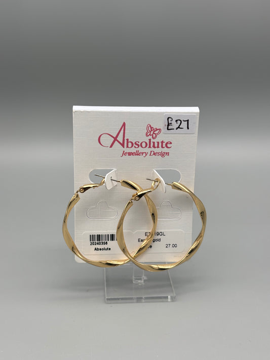 Absolute gold twist effect hoop earring