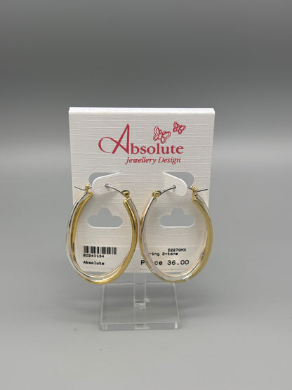 Absolute 2-tone silver/gold hoop earring
