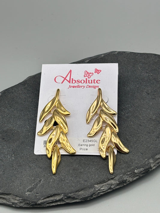 Absolute gold leaf style statement earring