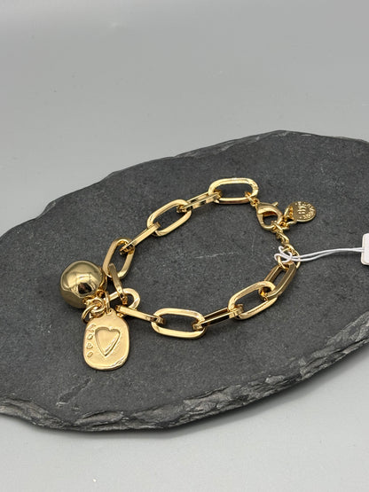 Absolute gold link bracelet ball charm