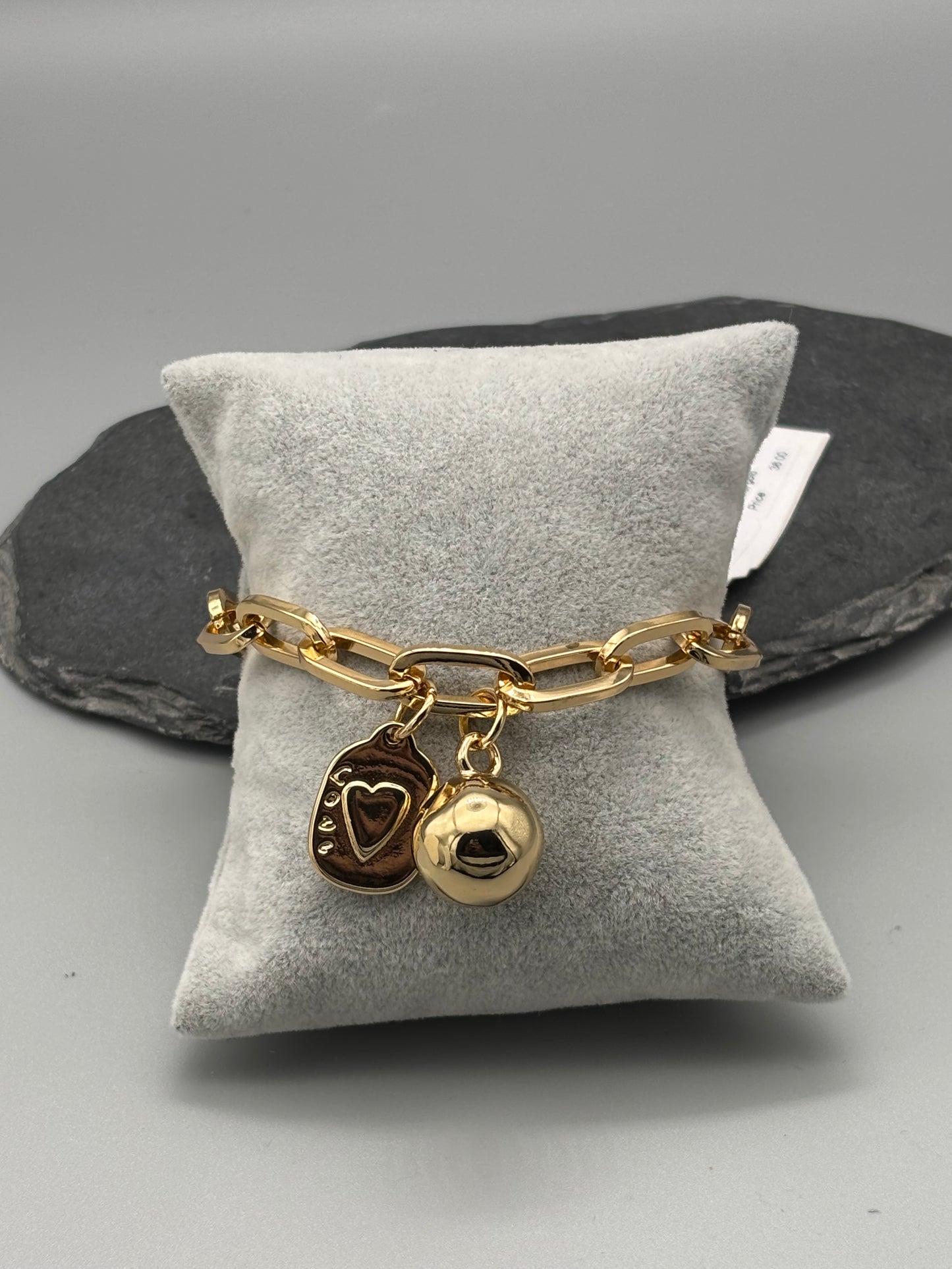 Absolute gold link bracelet ball charm