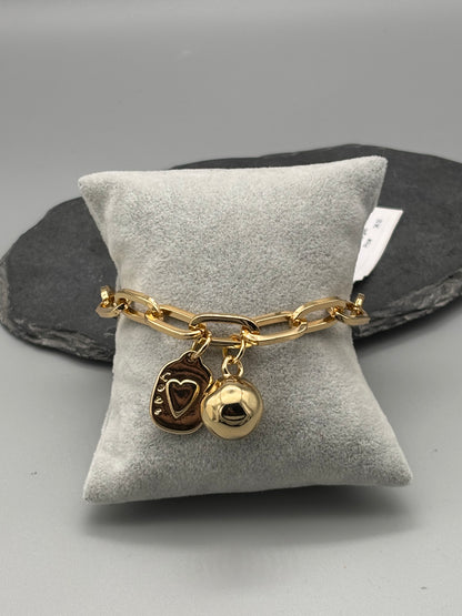 Absolute gold link bracelet ball charm