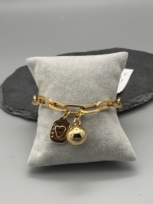 Absolute gold link bracelet ball charm
