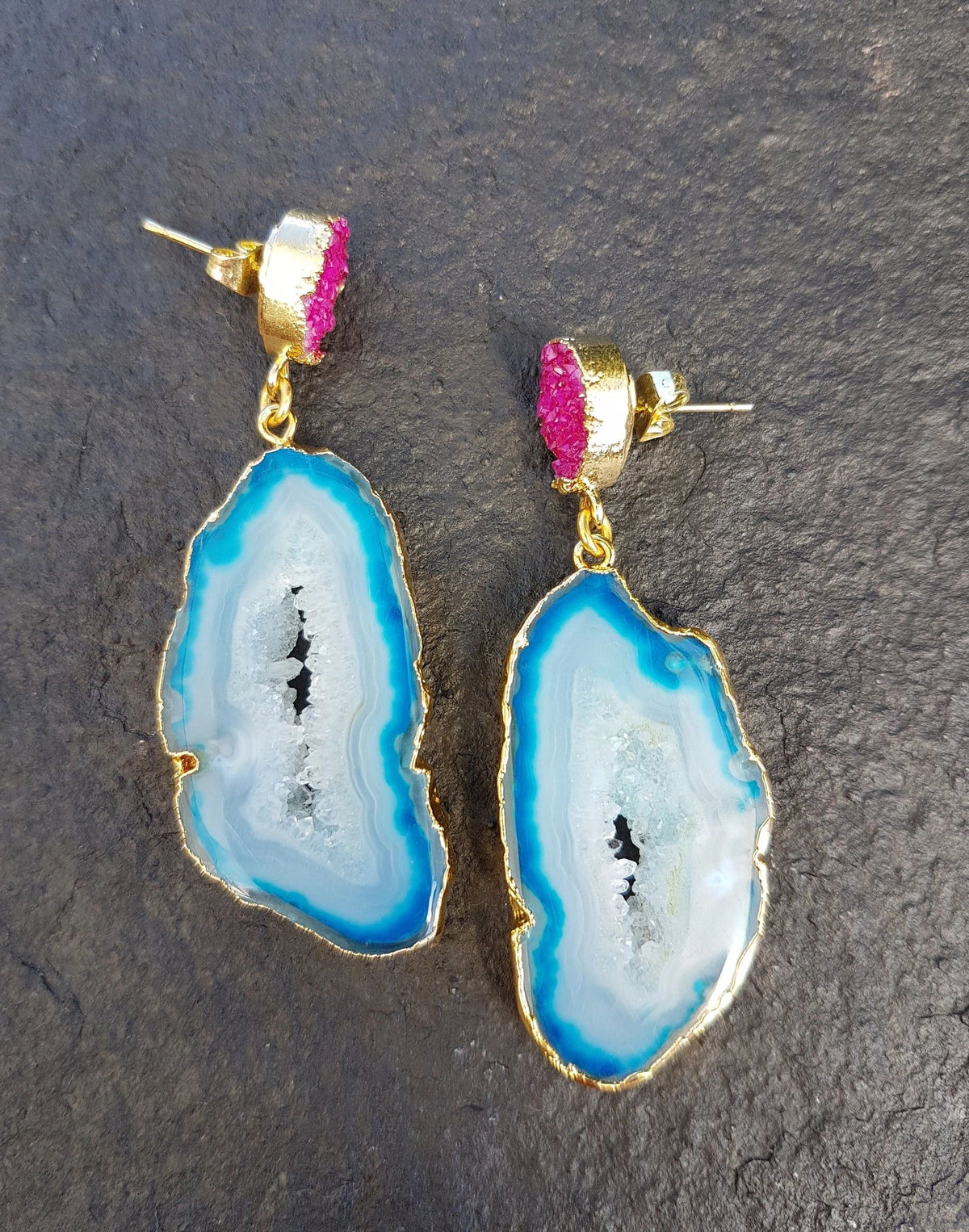 Blue Pink Agate 'African Slice'