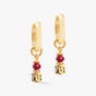 Elegance Precious Stones Earrings Gold - Red Jade