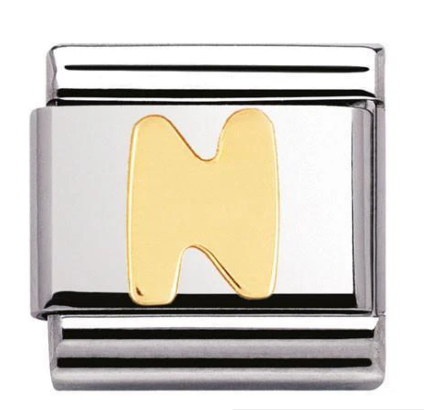 Nomimation plain gold letter N charm