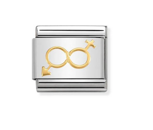Nomimation plain gold infinity he/she