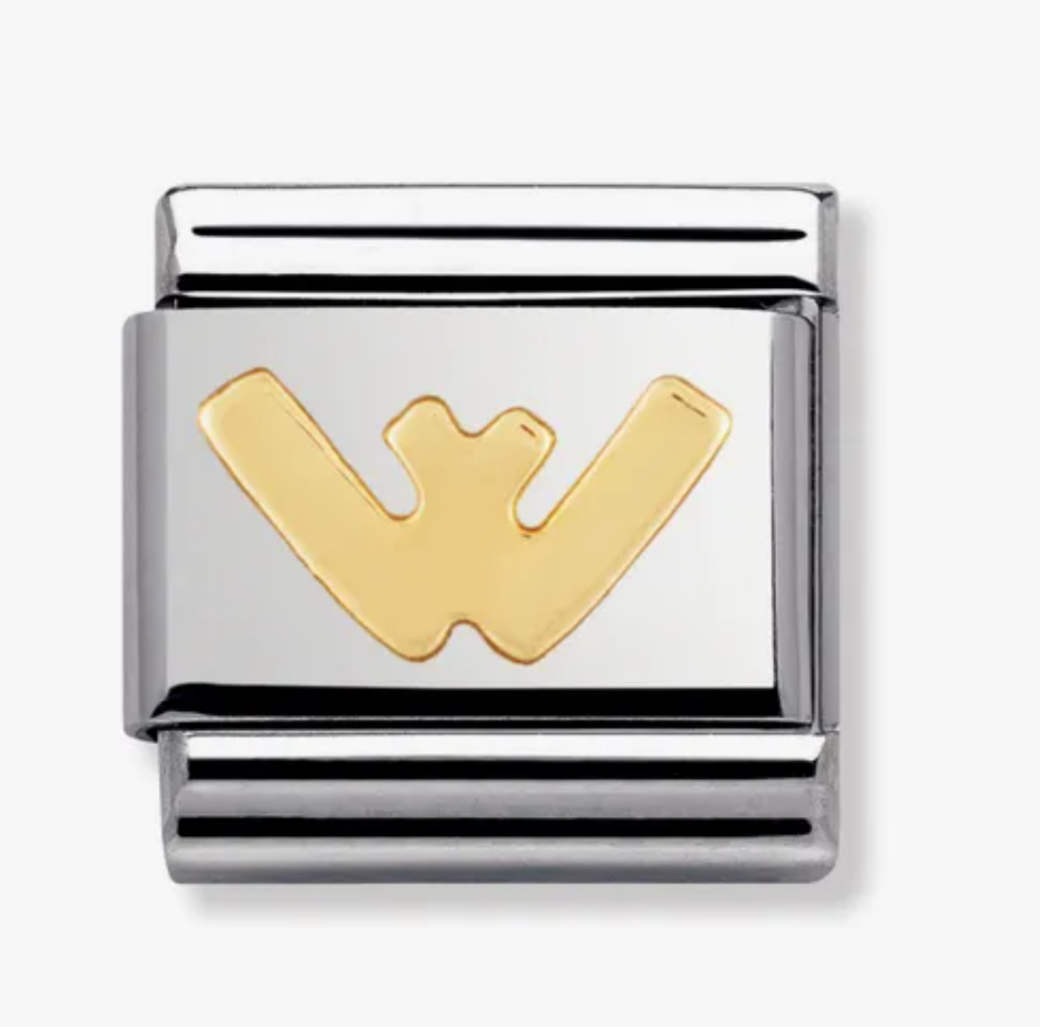 Nomimation plain gold letter W