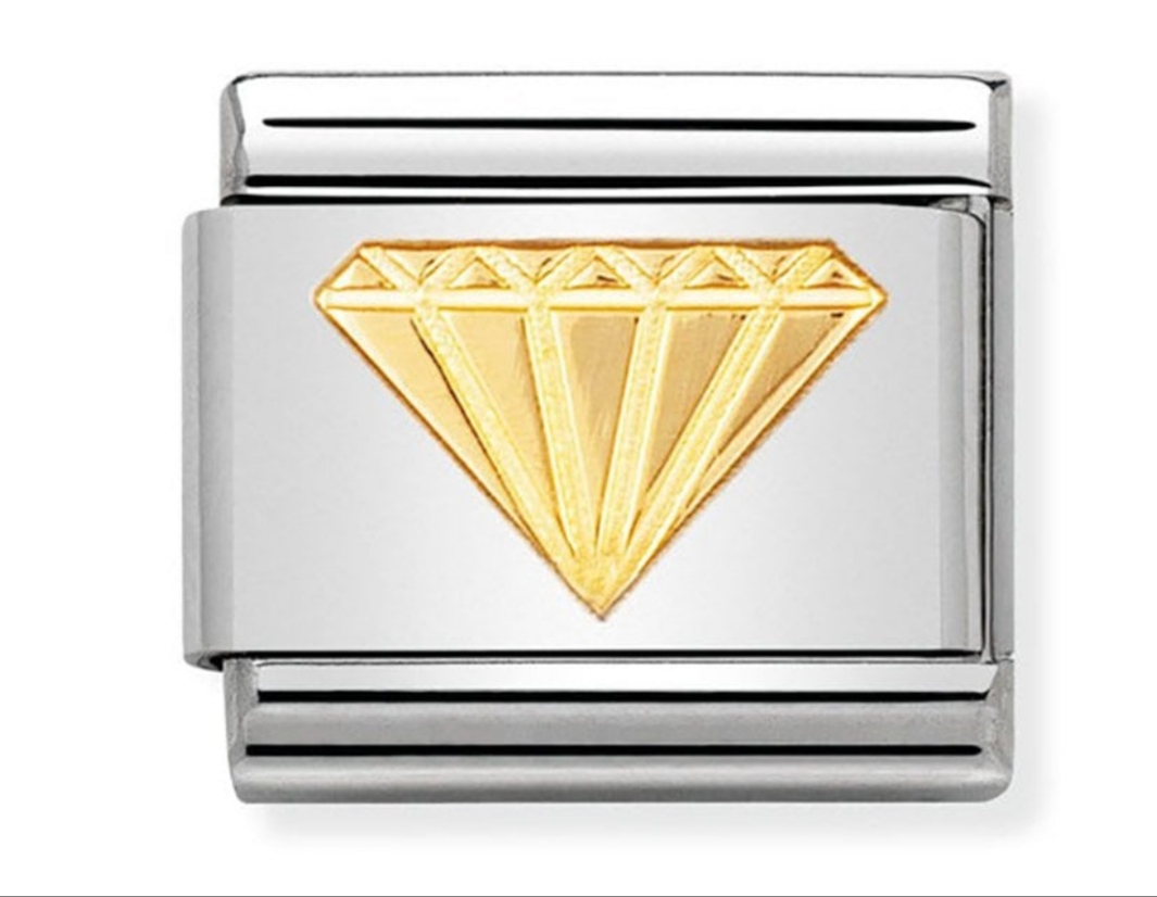 Nomination plain gold diamond