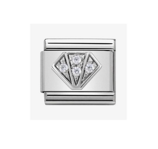Nomimation cz silver diamond charm