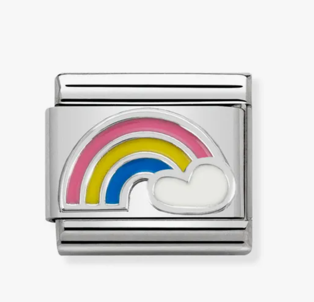 Nomimation silver rainbow/cloud