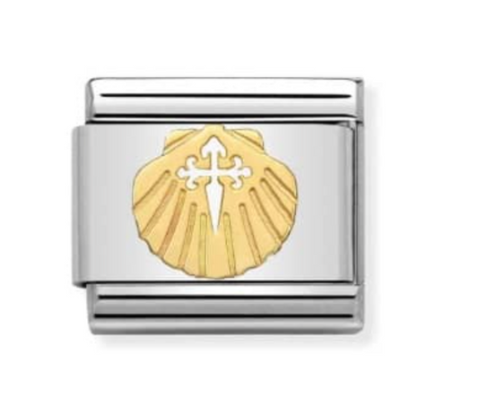 Nomination plain gold shell with cross
