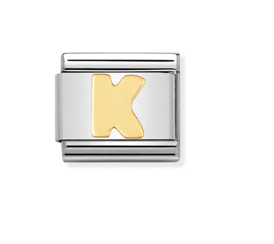 Nomination plain gold letter K charm