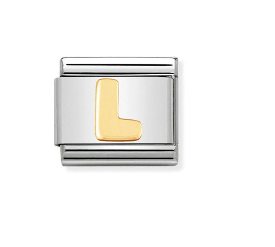 Nomimation plain gold letter L charm