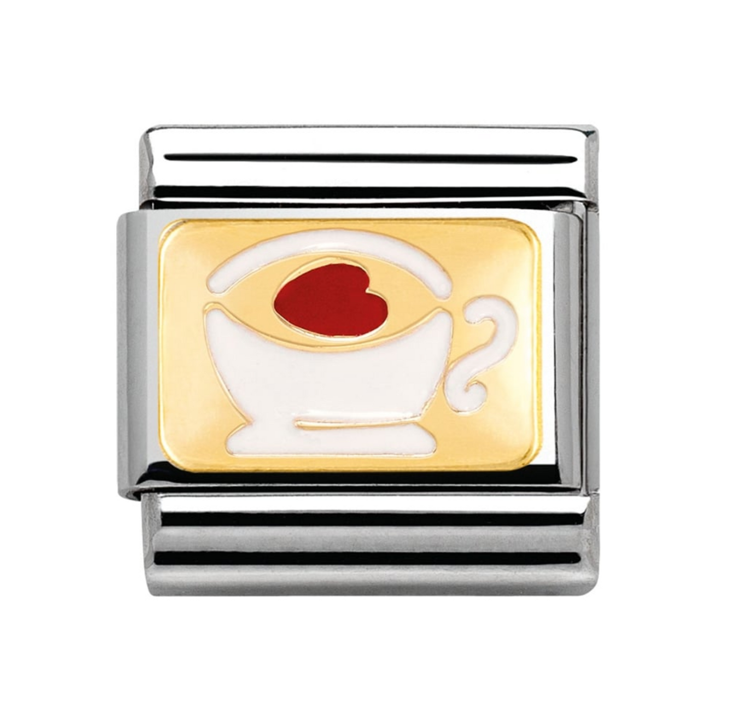 Nomination charm cup of tea with red heart